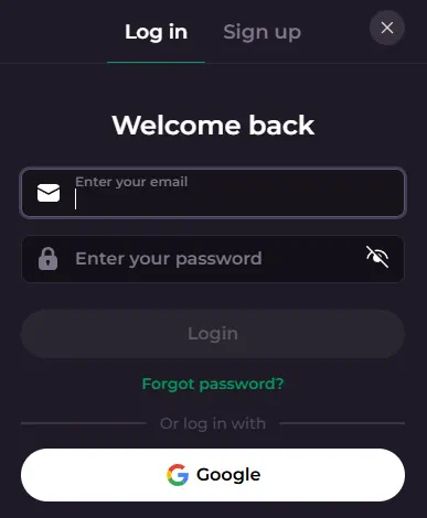 Ventana de inicio de sesión segura de Rocky Spin con opciones de autenticación social